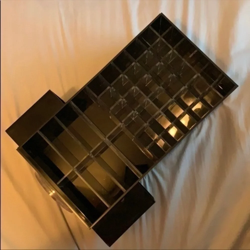 Original Beauty Box Black Acrylic Rotating Makeup Organizer Tower Storage